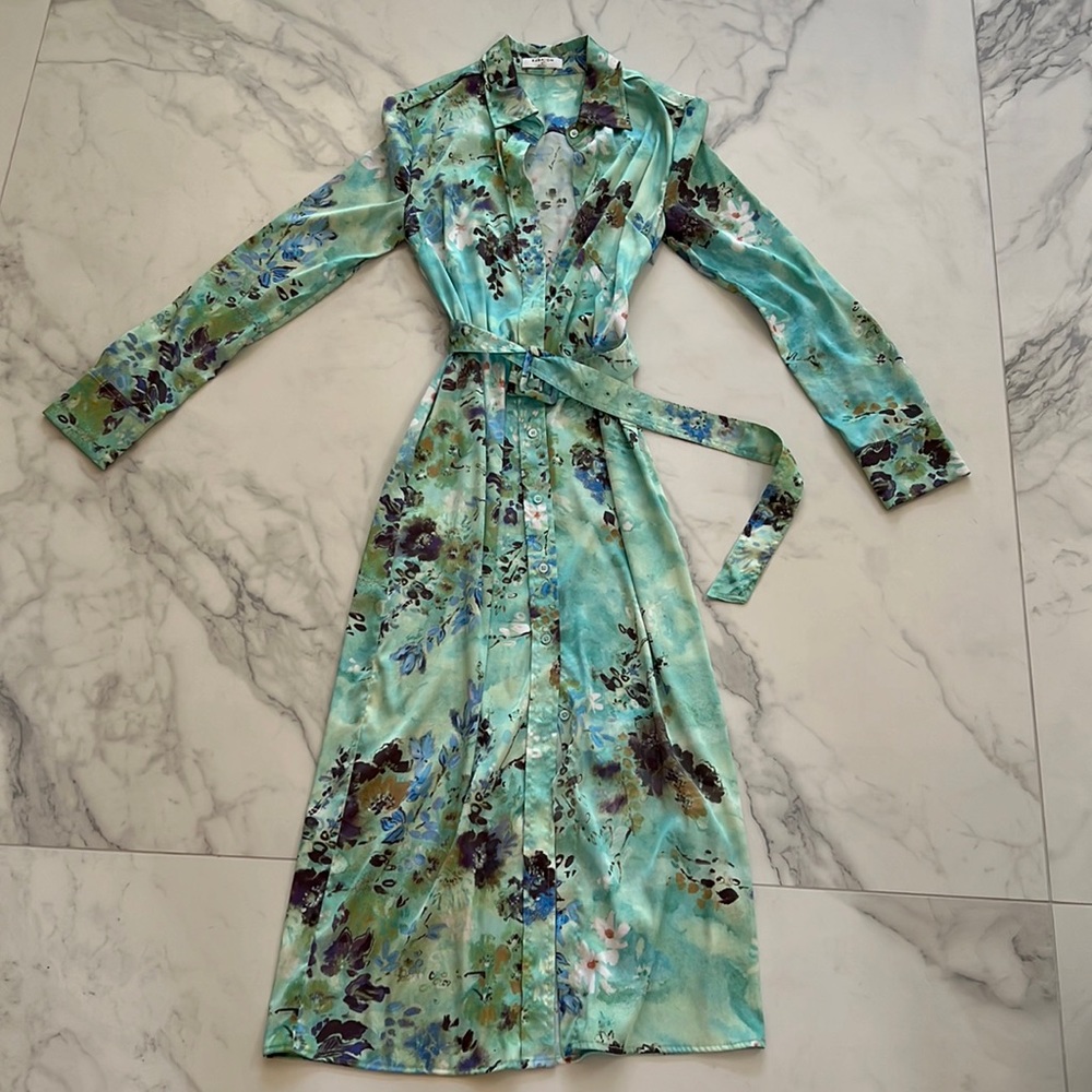 Aritzia Midi Shirt Dress with waist belt